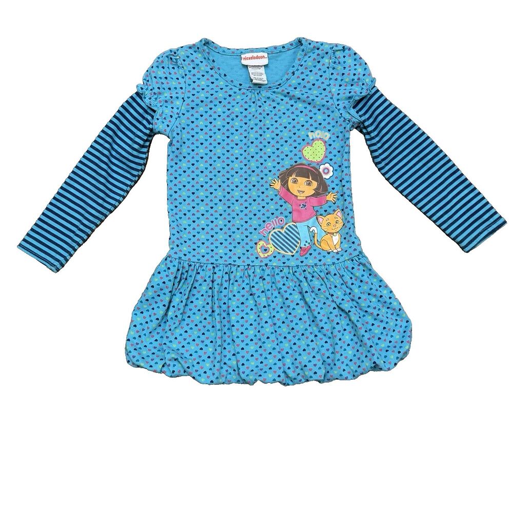 Vintage Nickelodeon Dora the Explorer Toddler Girl's 5T Bubble Dress 2011 Y2K